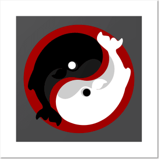 Yin yang whale Posters and Art